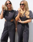 Labelrail x Collyer Twins broderie puff sleeve cut-out detail jumpsuit in black