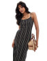 ASOS DESIGN striped strappy maxi dress with back detail in black