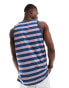 Polo Ralph Lauren icon logo multi stripe vest in mid blue