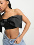 Stradivarius oversize bow party top in black