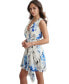 Women's Printed Tie-Waist Drape-Front A-Line Dress