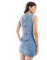 Mango sleeveless denim dress in mid blue