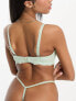 Ivory Rose all over lace tanga thong in sage green