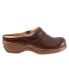 Softwalk Amber S2218-200 Womens Brown Extra Wide Leather Clog Flats Shoes 6