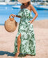 Women's Palm Leaf Tie Waist Maxi Tube Beach Dress