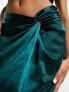 In The Style exclusive satin twist front maxi skirt co-ord in teal