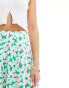 Wednesday's Girl floral bloom flippy mini skirt in white and green