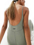 ASOS 4505 scoop back all in one with inner bra in soft touch fabric in khaki