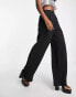 Flounce London satin wide leg trousers with pleated front in black