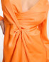 Something New X Klara Hellqvist satin twist front plunge maxi dress in sunset orange