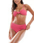 Vero Moda crinkle high waisted bikini bottoms in hot pink