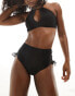 Nike Swimming Lace Up high waist cheeky bikini bottoms in black