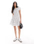 ASOS DESIGN scoop back skater hem mini dress with in mono spot