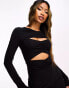 4th & Reckless cut out long sleeve top in black