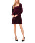 Women's Velvet Smocked Bodice Long Sleeve Dress