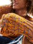 COLLUSION open stitch distressed jumper in orange & blue