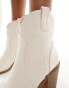 Glamorous Wide Fit western ankle boots in cream