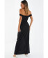 Women's Ruched Bardot Wrap Maxi Dress