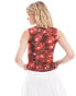 COLLUSION slash neck tank top in cherry print