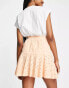 ASOS DESIGN Tall broderie tiered mini skirt with tie detail in apricot