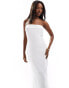 In The Style linen mix bandeau fold over maxi dress in white