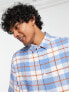 COLLUSION festival seersucker textured short sleeve summer shirt in blue check