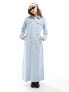 Vero Moda long sleeve denim buttondown maxi dress in blue denim