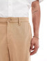 ASOS DESIGN wide linen chino trousers in brown