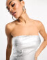 In The Style exclusive bandeau bodycon mini dress in silver croc