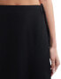 Monki midi skirt with tie waist in black