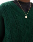 ASOS DESIGN knitted jumper with spliced cable detailing in green