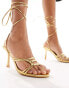 Public Desire Oceania strappy mid heeled sandal in gold