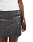 ASOS DESIGN leather look split detail mini skirt in washed grey