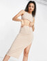 Femme Luxe front spilt midi skirt co ord in stone