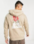 ADPT oversized washed hoodie with rose back print in beige