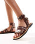 ASOS DESIGN Fiji leather studded flat sandals in burgundy