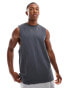 ASOS DESIGN relaxed tank with back print in charcoal