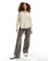 JJXX linen blend long sleeve shirt in beige