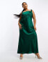 ASOS DESIGN Curve exclusive satin lace applique detail maxi dress in forest green