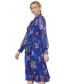 Women's Printed Tie-Waist Long-Sleeve Dress