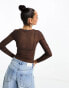 ASOS DESIGN mesh bodysuit in chocolate