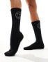 Vero Moda sporty ribbed socks with smile motif in black