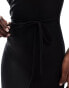 Fashionkilla super-soft sleeveless square neck tie waist maxi dress in black