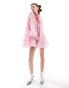 Sister Jane contrast bow tie ruffle shirt mini dress In pink