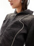 Weekday Portola co-ord hooded denim jacket with piping detail in washed black