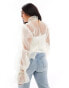 ASOS LUXE Curve organza long sleeve top with bow detail and cami in ivory