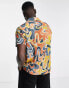 Topman airtex swirl print shirt in orange and blue