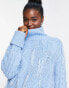 ASOS DESIGN jumper in cable with faux feather detail in light blue