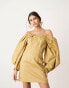 ASOS EDITION structured bardot mini dress in honey