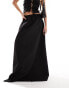 Lioness drawstring waist maxi skirt co-ord in black